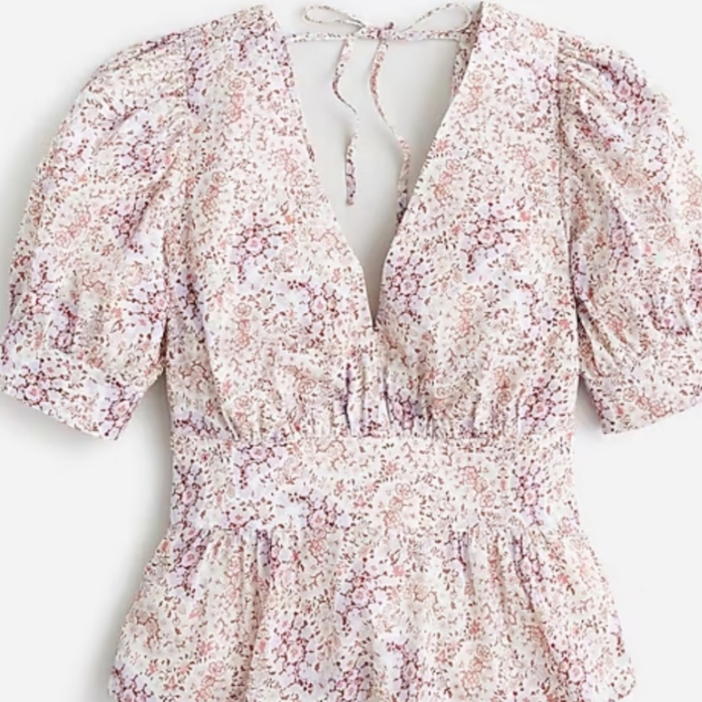 Puff-sleeve V-neck top in Ratti® paisley garden